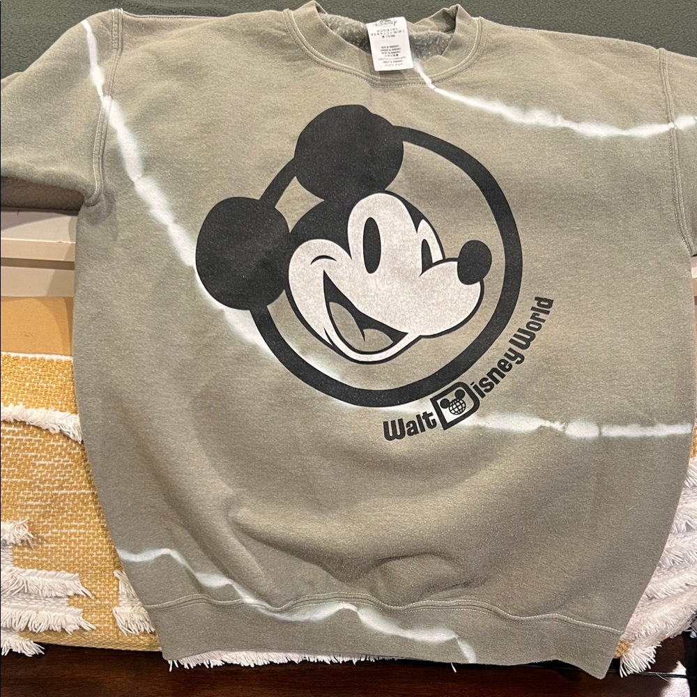 Disney Olive Green Mickey Mouse Tie-Dye Sweatshirt